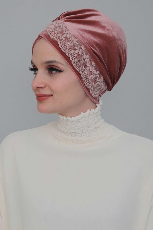 بونيه مخملي من الدانتيل، B-22K Dusty Rose - 2