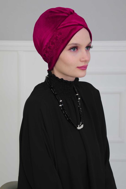 Lacy Velvet Bonnet,B-22K Cherry Rotten - 2