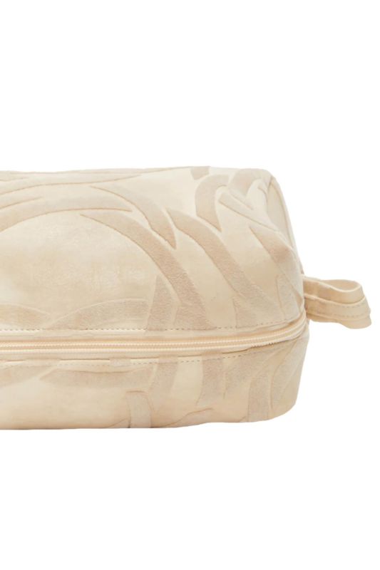 Leather Makeup Bag,CM-1 Cream - Velvet Pattern - 6