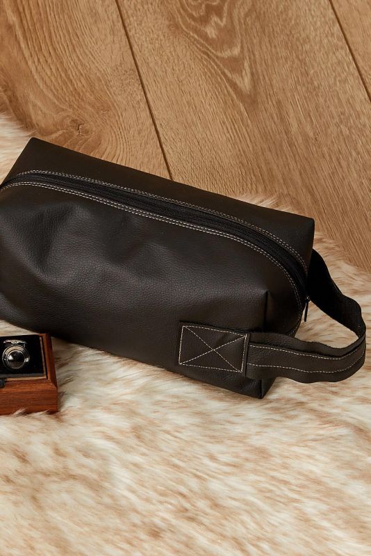 Leather Makeup Bag,CM-1 Black - 1