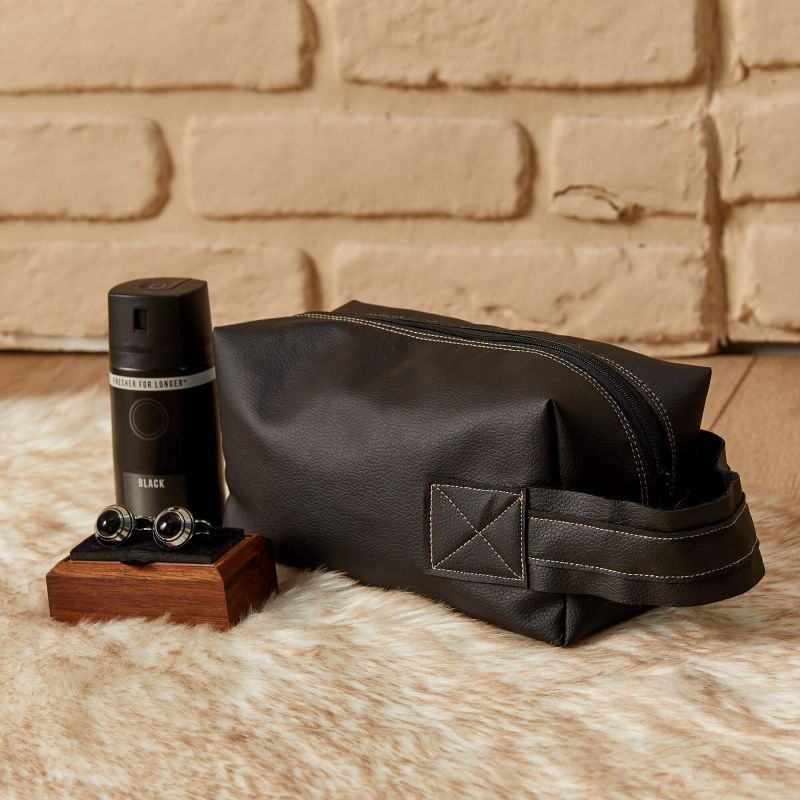 Leather Makeup Bag,CM-1 Black - 4