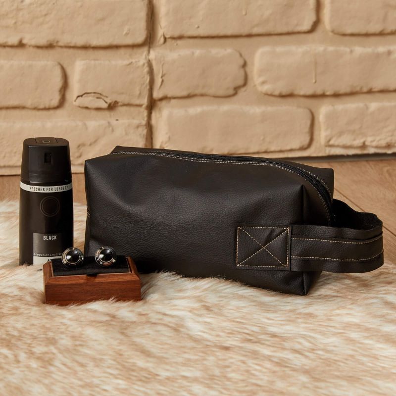 Leather Makeup Bag,CM-1 Black - 5