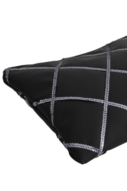 Leather Sequin Quilted Handbag,CE-13 Black - 6
