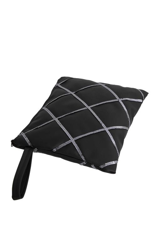 Leather Sequin Quilted Handbag,CE-13 Black - 7