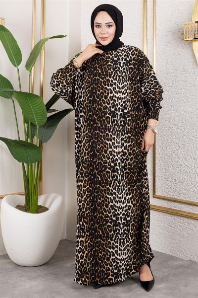 SGS - Desenli Bürümcük Elbise SİYAH TABA