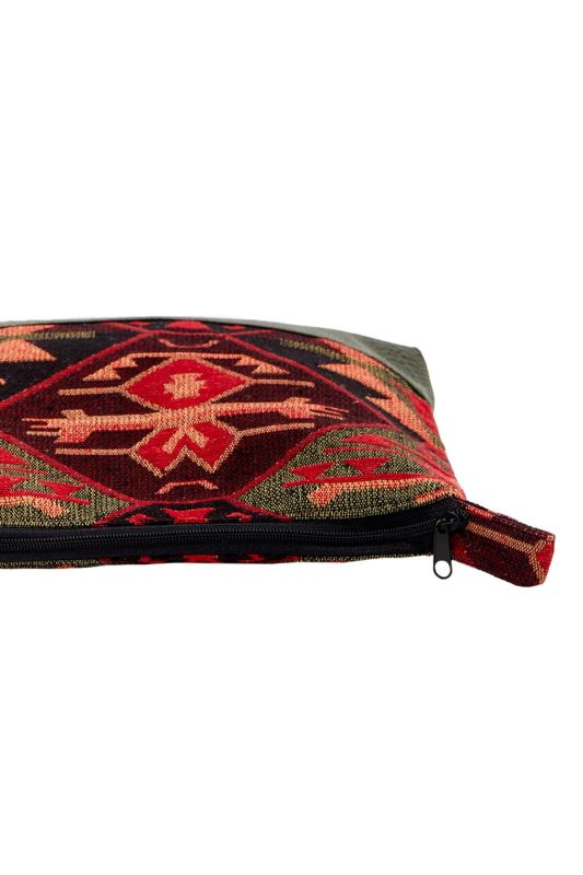 Desenli Deri Detay El Çantası Küçük,CMK-4A Kilim 1 Desen - Petrol Yeşili - 2