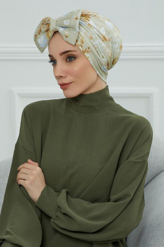 Desenli Dev Fiyonklu Bone,B-11YD Desen 27 - 2