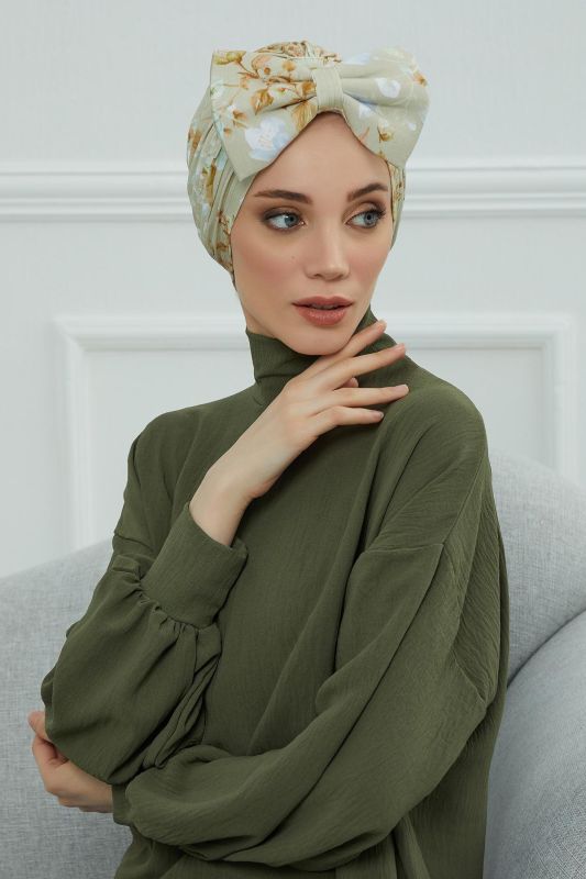 Desenli Dev Fiyonklu Bone,B-11YD Desen 27 - 3