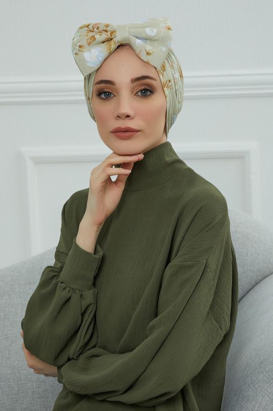 Desenli Dev Fiyonklu Bone,B-11YD Desen 27 - 4