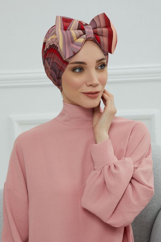 Desenli Dev Fiyonklu Bone,B-11YD Desen 28 - 1