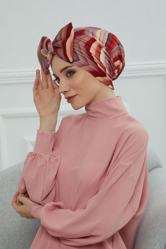 Desenli Dev Fiyonklu Bone,B-11YD Desen 28 - 2