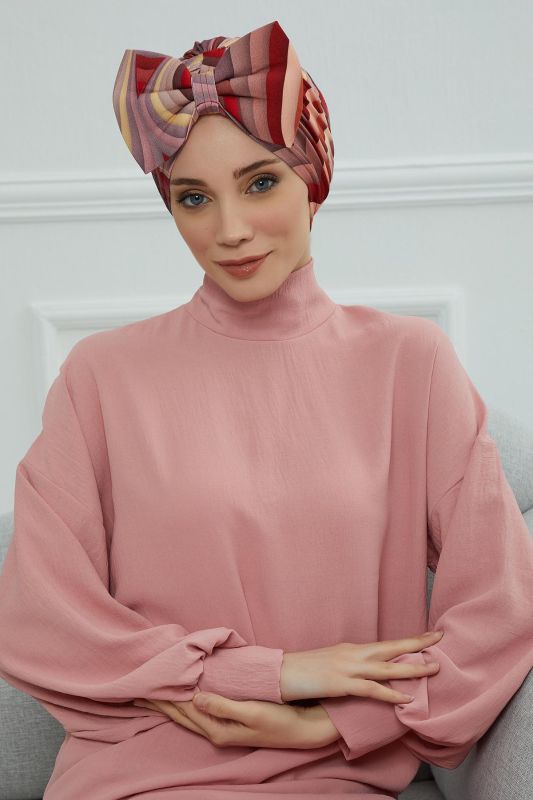 Desenli Dev Fiyonklu Bone,B-11YD Desen 28 - 3