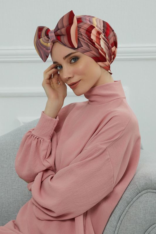 Desenli Dev Fiyonklu Bone,B-11YD Desen 28 - 4
