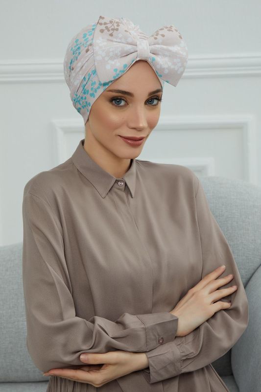Desenli Dev Fiyonklu Bone,B-11YD Desen 30 - 1