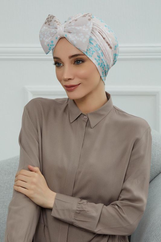 Desenli Dev Fiyonklu Bone,B-11YD Desen 30 - 4