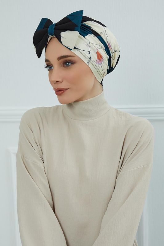 Desenli Dev Fiyonklu Bone,B-11YD Desen 32 - 3