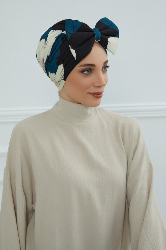 Desenli Dev Fiyonklu Bone,B-11YD Desen 32 - 5