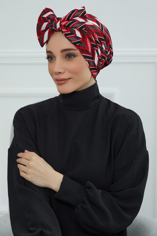 Desenli Dev Fiyonklu Bone,B-11YD Desen 33 - 2