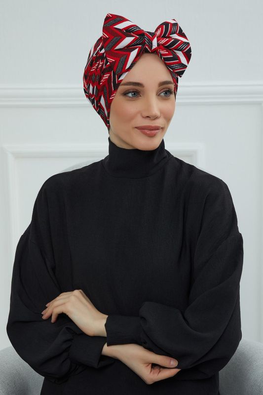 Desenli Dev Fiyonklu Bone,B-11YD Desen 33 - 3