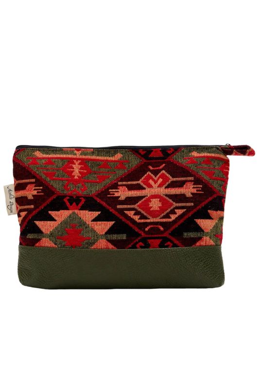 Desenli El Çantası Büyük,CMB-4A Kilim 1 Desen - Petrol Yeşili - 2