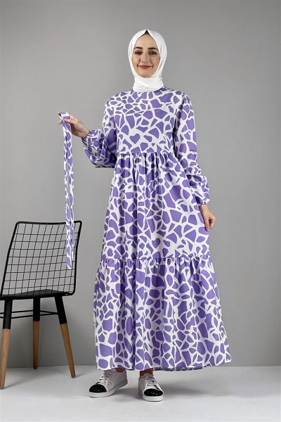SGS - Desenli Elbise LİLA