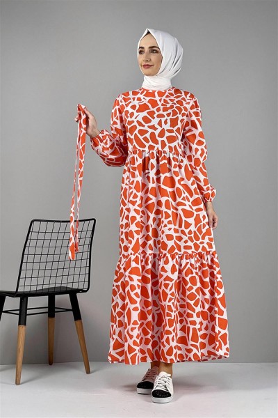 SGS - Desenli Elbise ORANJ