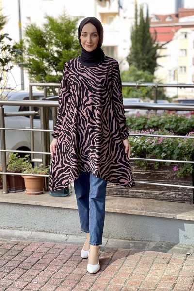 Moda Çizgi - Moda Çizgi Desenli Tunik