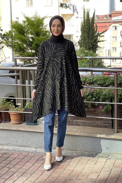 Moda Çizgi - Moda Çizgi Desenli Tunik