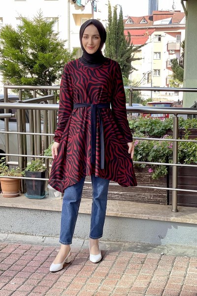 Moda Çizgi - Moda Çizgi Desenli Tunik