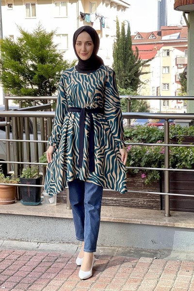 Moda Çizgi - Moda Çizgi Desenli Tunik