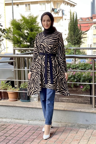 Moda Çizgi - Moda Çizgi Desenli Tunik