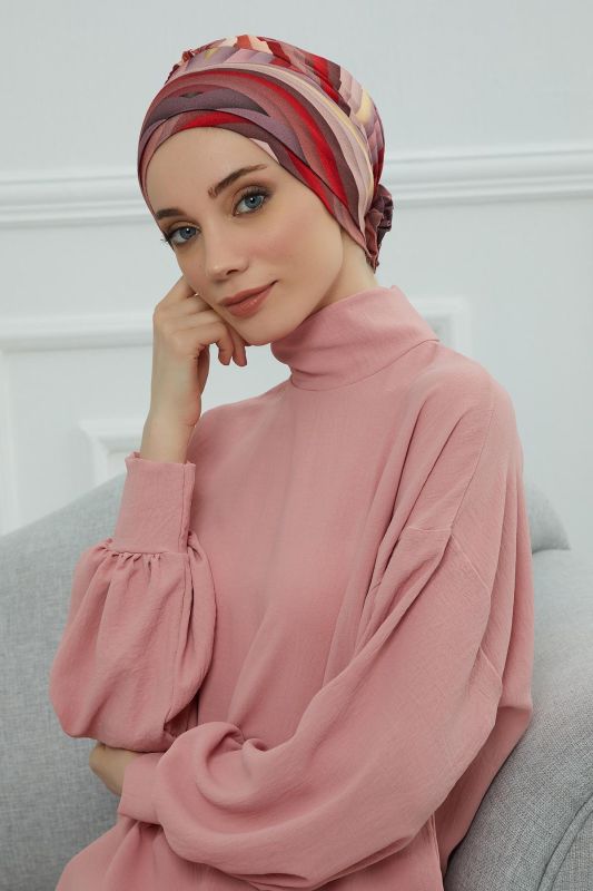 Patterned Combed Cotton Bonnet,B-53YD Pattern 28 - 1