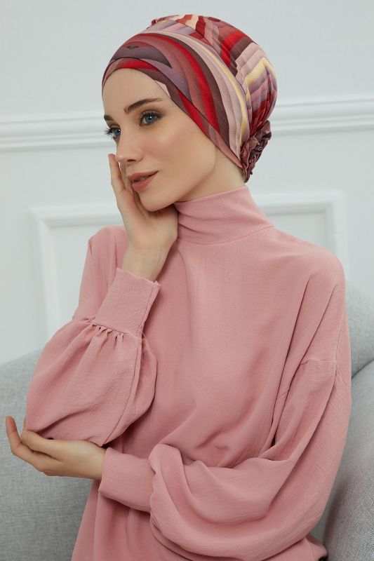 Patterned Combed Cotton Bonnet,B-53YD Pattern 28 - 2
