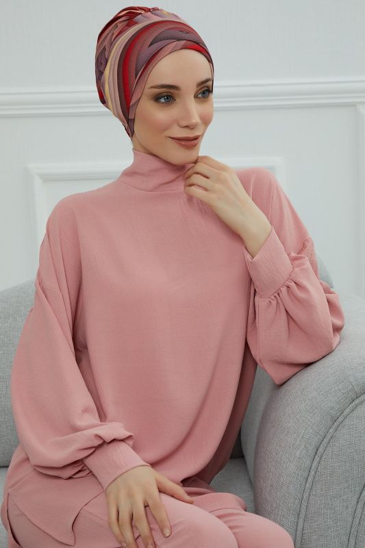 Patterned Combed Cotton Bonnet,B-53YD Pattern 28 - 3