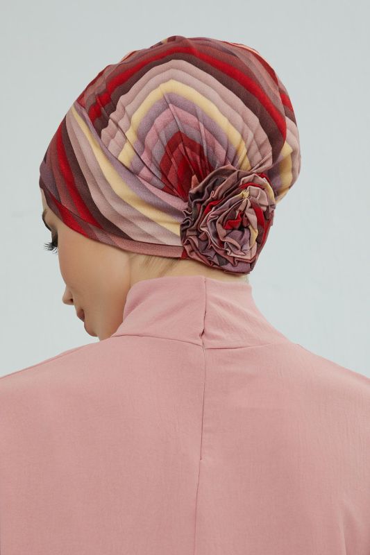 Patterned Combed Cotton Bonnet,B-53YD Pattern 28 - 4
