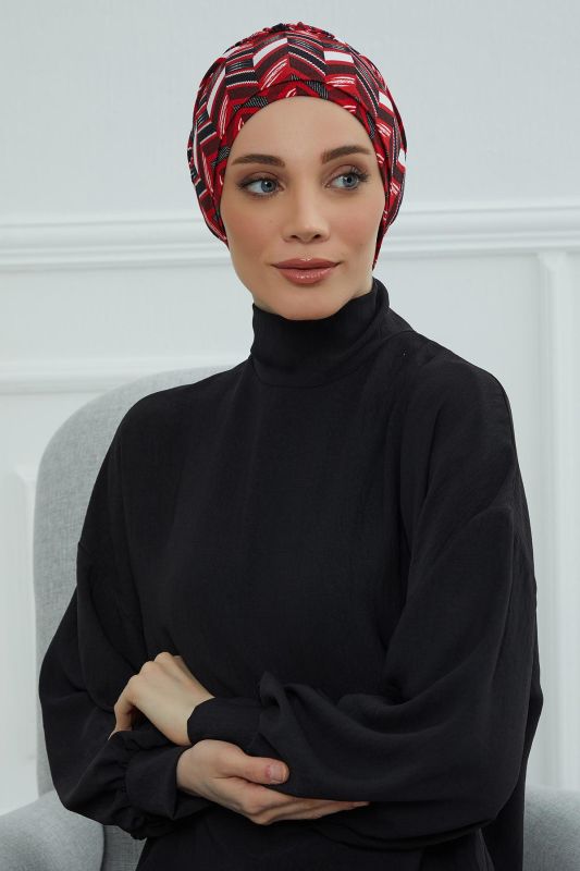 Patterned Combed Cotton Bonnet,B-53YD Pattern 33 - 2