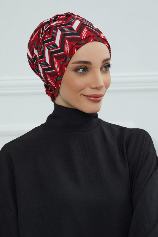 Patterned Combed Cotton Bonnet,B-53YD Pattern 33 - 3