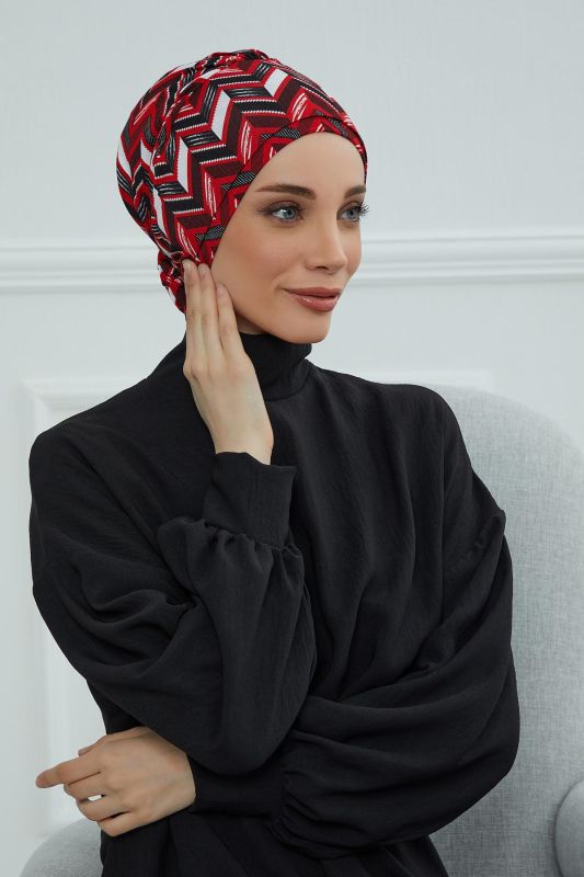 Patterned Combed Cotton Bonnet,B-53YD Pattern 33 - 4