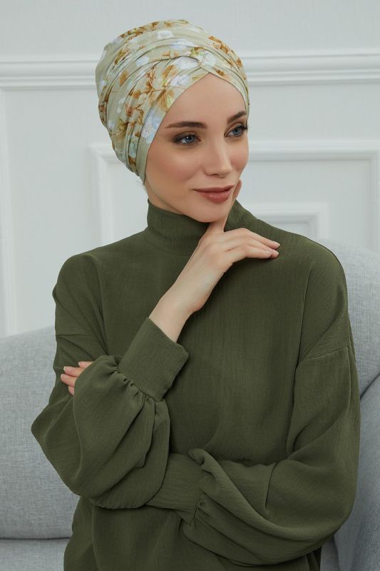 Desenli Tesettür Bone,B-9YD Desen 27 - 1