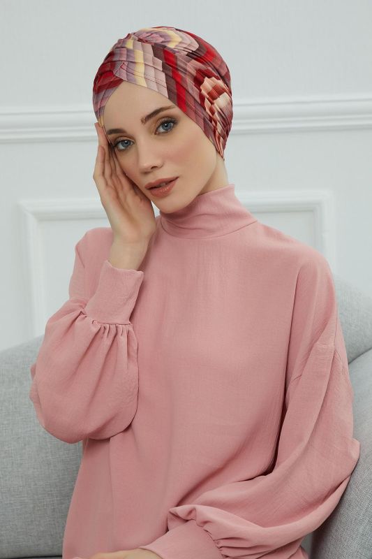 Desenli Tesettür Bone,B-9YD Desen 28 - 1