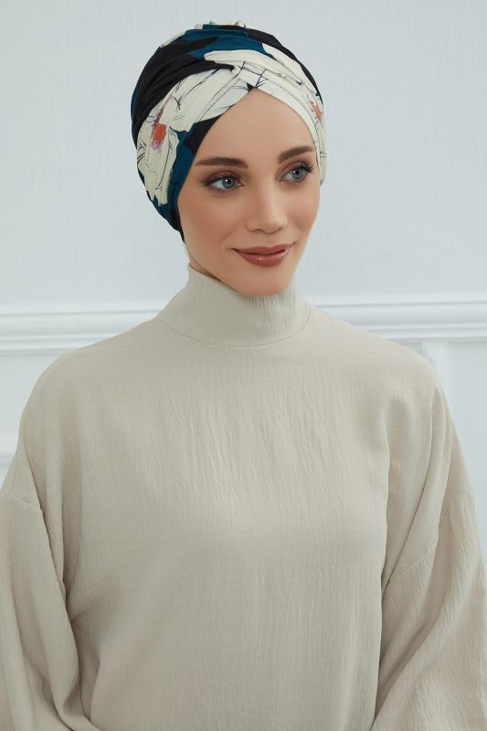 Desenli Tesettür Bone,B-9YD Desen 32 - 1