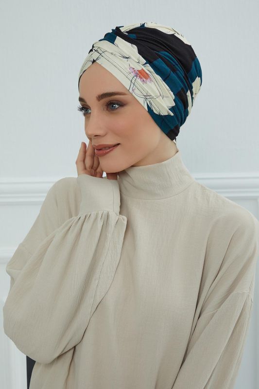 Desenli Tesettür Bone,B-9YD Desen 32 - 2