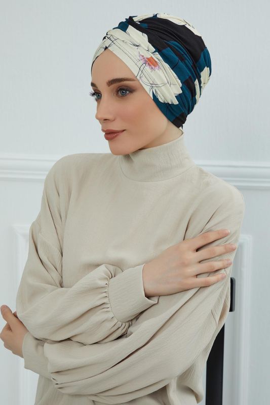 Desenli Tesettür Bone,B-9YD Desen 32 - 4