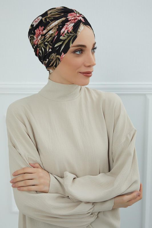 Desenli Tesettür Bone,B-9YD Desen 34 - 3