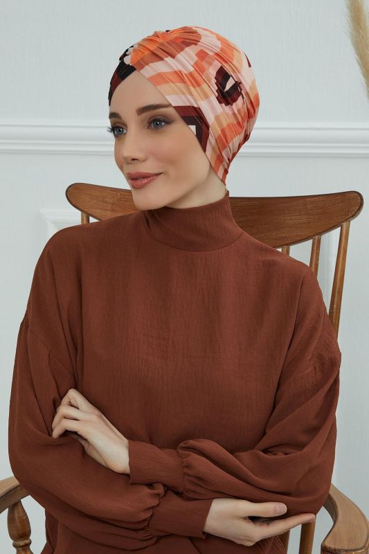 Desenli Tesettür Bone,B-9YD Desen 35 - 2