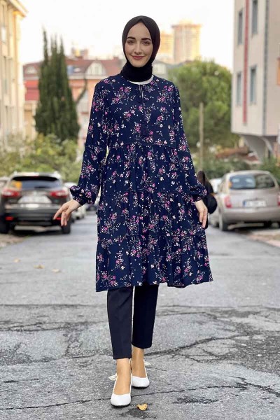 Moda Çizgi - Moda Çizgi Desenli Tunik