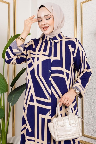 SGS - Desenli Viskon Takım LACİVERT