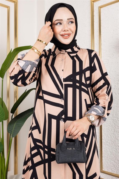 SGS - Desenli Viskon Takım VİZON SİYAH