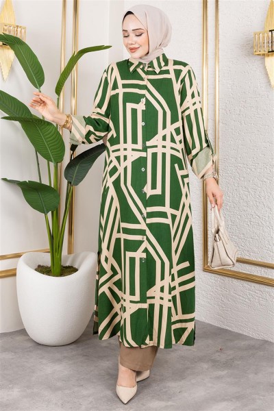 SGS - Desenli Viskon Takım ZÜMRÜT YEŞİLİ