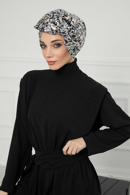 Giant Bow Sequined Bonnet, B-70B Gray Brown Sequined - 2
